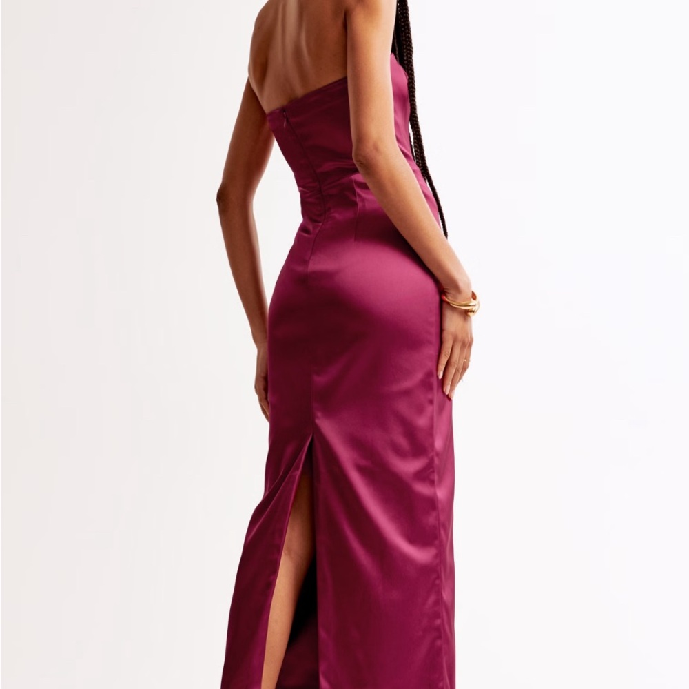 Abercrombie  Strapless Burgandy Satin Dress (optional straps included) - Picture 2 of 3
